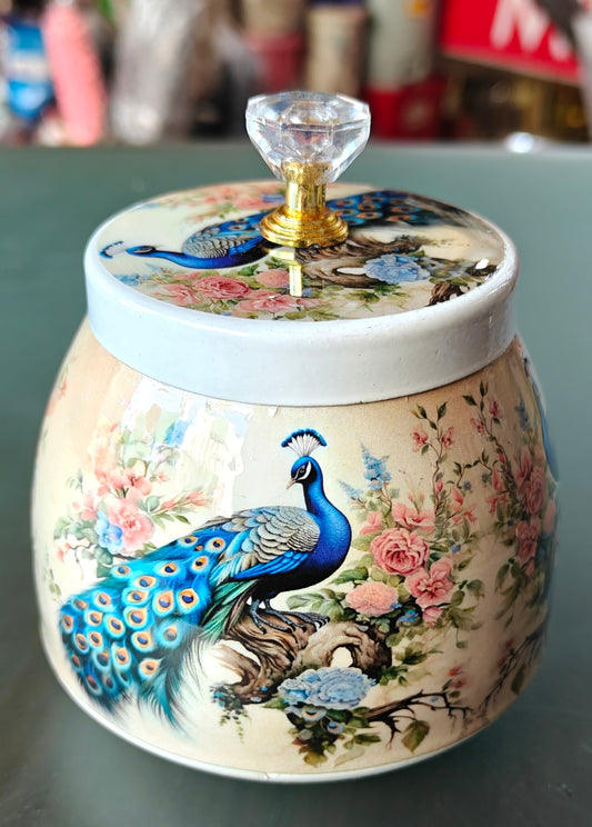 Peacock metal jar beautified with resin art(10 pc set).