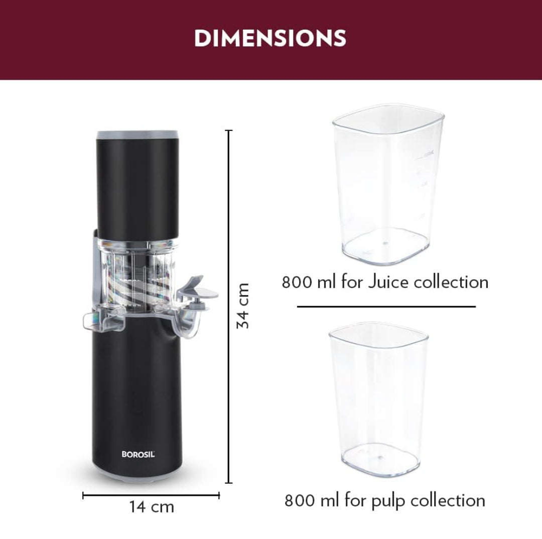 Borosil Easy Juice Cold Press Slow Juicer - 130watt