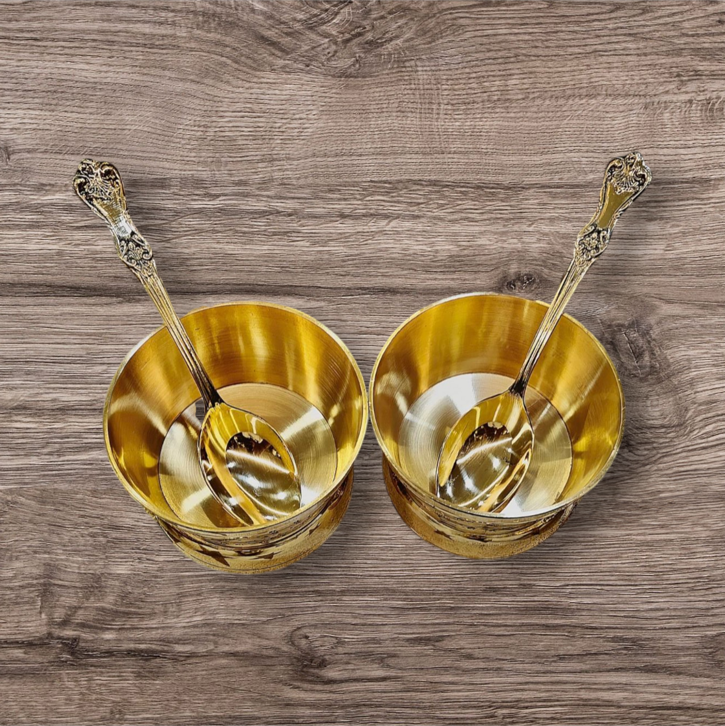Heritage Brass Dessert Ice Cream Cup bowl set (6bowl + 6spoon)
