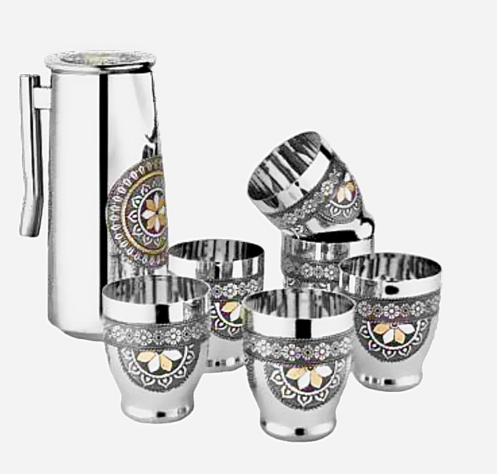 Expo stainless steel antique Lemon set( 6 glass + 1 jug )