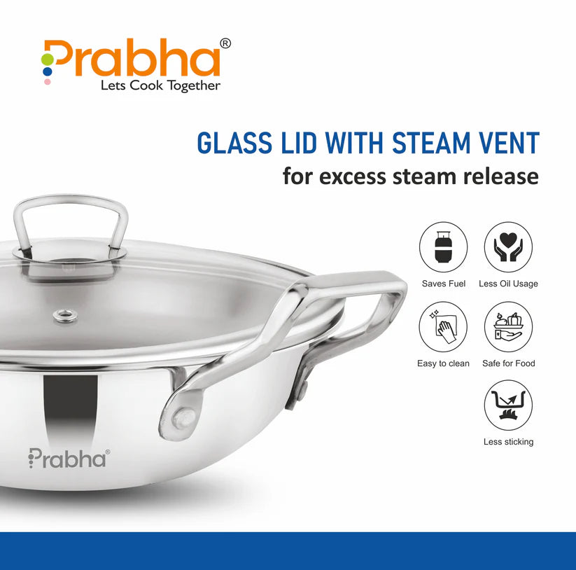 Prabha triply stainless kadai with oil drainer