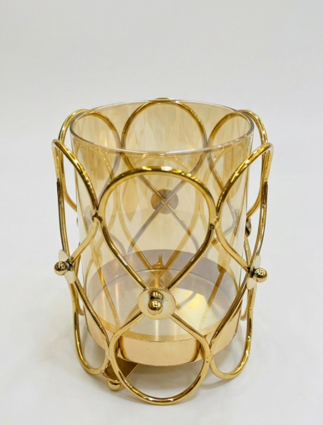 Golden coated with golden glass cutlery holder