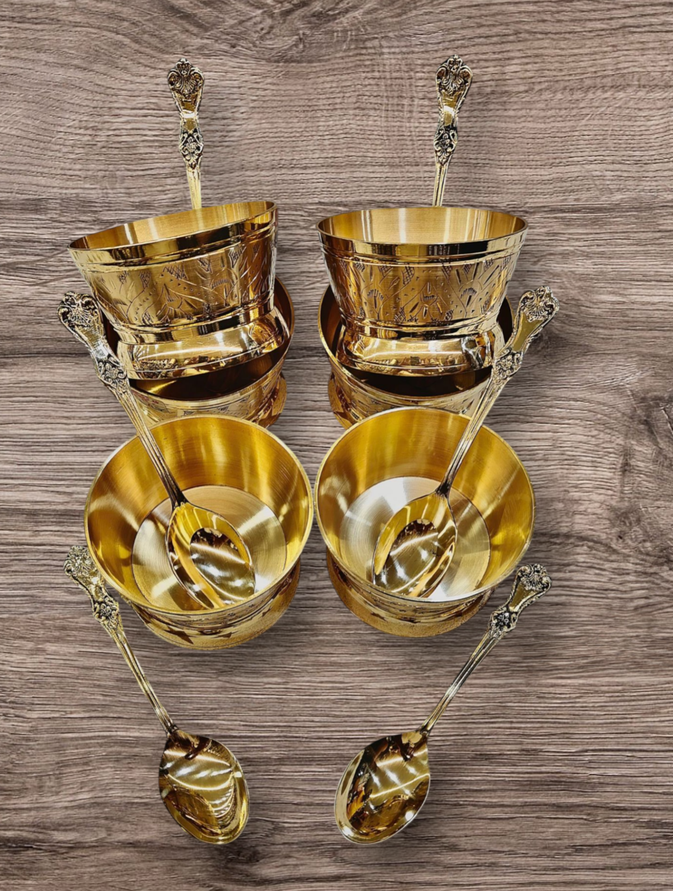 Heritage Brass Dessert Ice Cream Cup bowl set (6bowl + 6spoon)