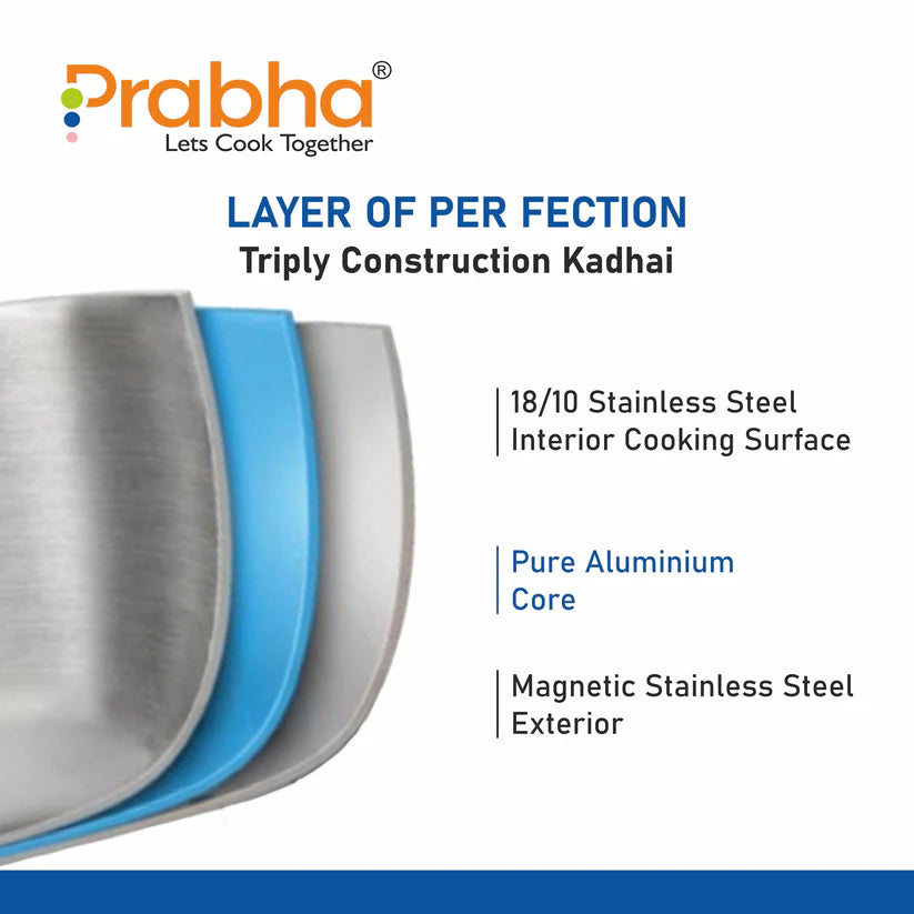 Prabha triply stainless kadai with oil drainer