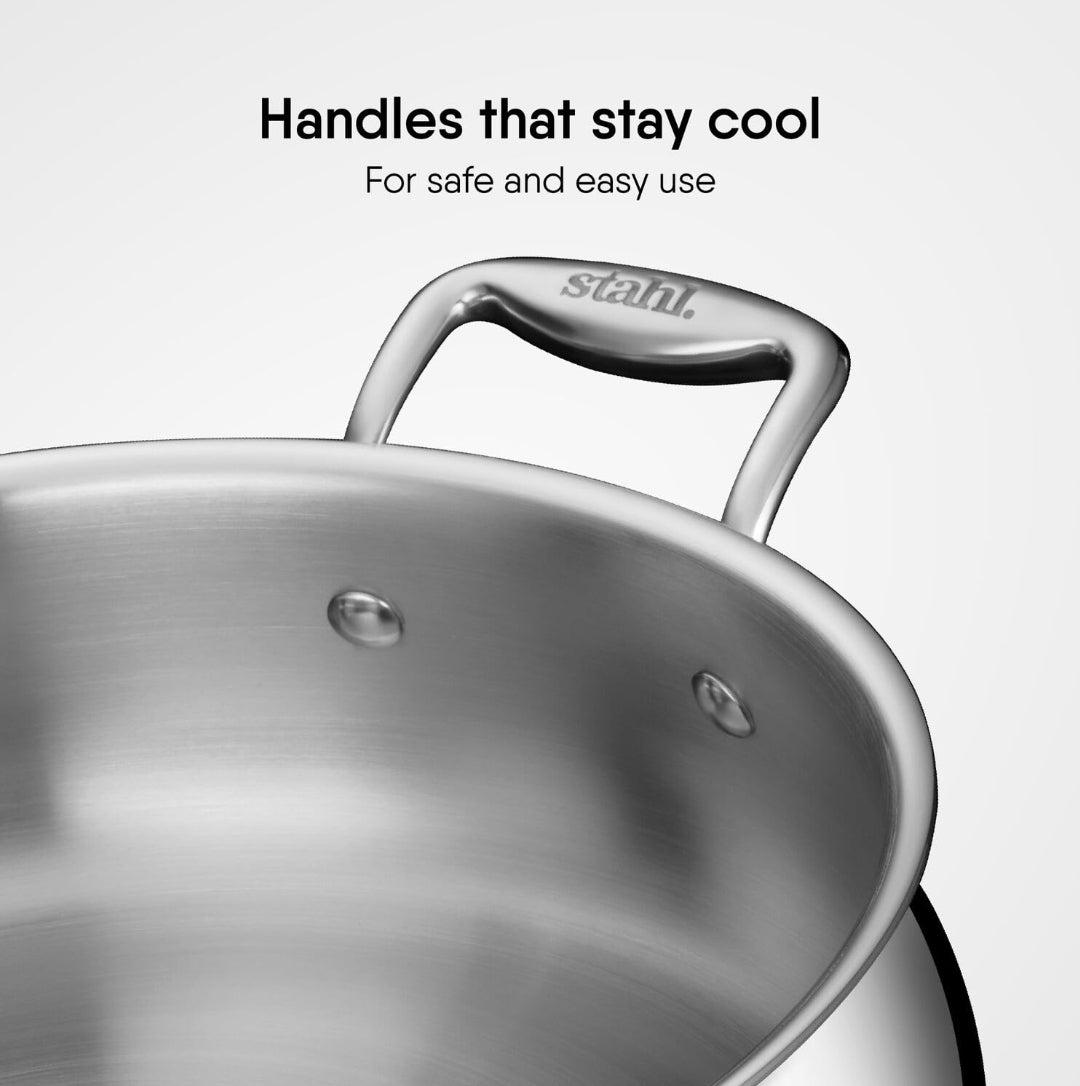 Stahl Triply Stainless Steel Biryani Handi with Dual lid, Steel Lid for Dum & Glass Lid for Serving