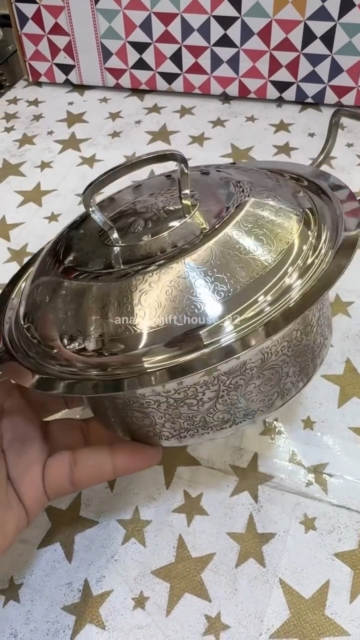 Lily etching 63pc steel Dinner set fully embroided