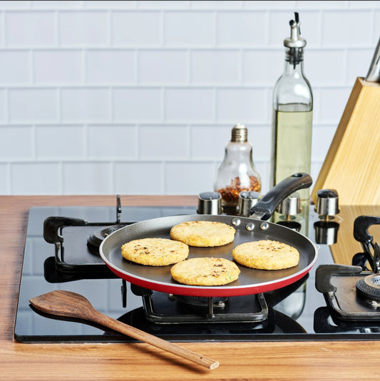 Vinod Inducto Aluminium Non Stick Dosa tawa | Flat Bottom Tawa | 5 mm Extra Thick | 3 Layer Ceramic Coating | Metal Spoon Friendly | Induction Base