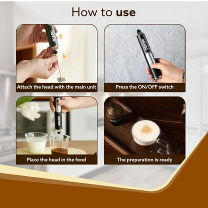 AGARO Royal Milk Frother, 3-Speed Electric Frother for Coffee with Whisk and Frother, Frother Mixer, Stand-up Design, for Cream (Whisk Milk frother), Rechargeable, Stainless Steel
