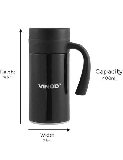 Vinod Toby Flask Stainless Steel Coffee Mug - 400 ml | Hot and Cold | Double Wall Vacuum Insulated Travel Mug