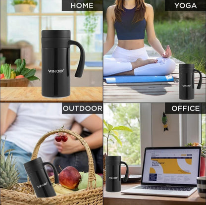 Vinod Toby Flask Stainless Steel Coffee Mug - 400 ml | Hot and Cold | Double Wall Vacuum Insulated Travel Mug