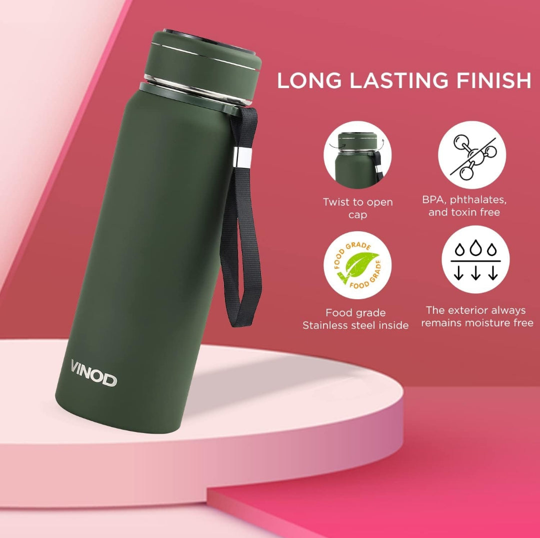 Vinod Bolt Vacuum Insulated Stainless Steel Water Bottle - 850ml | Copper Coating | Hot and Cold