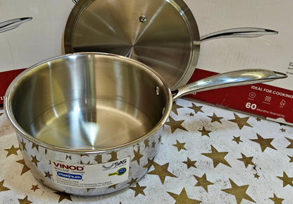 Vinod stainless steel Triply saucepan with lid