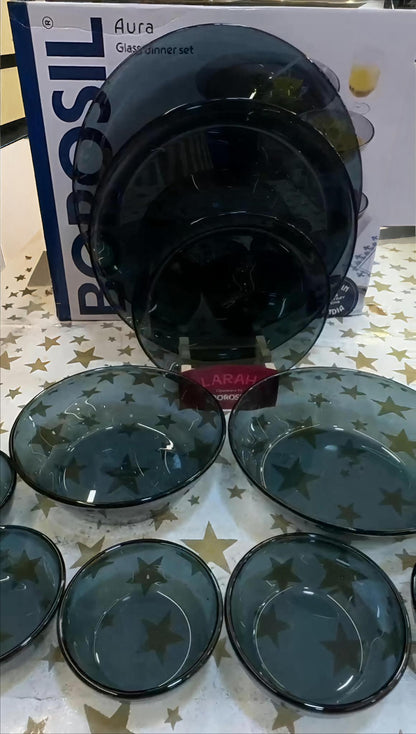 Borosil Auro grey colored glass dinner set