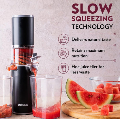 Borosil Easy Juice Cold Press Slow Juicer - 130watt