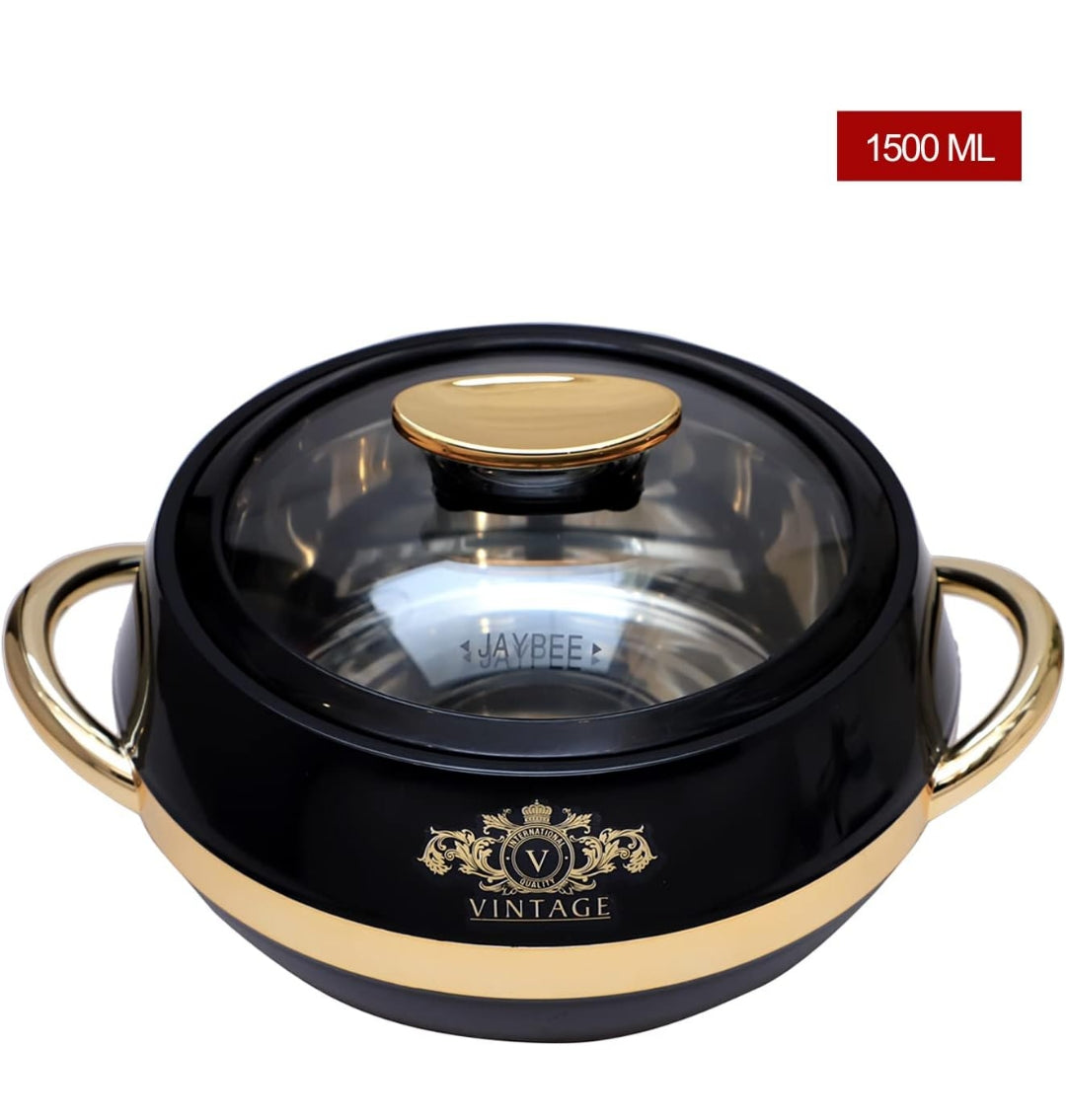 JAYPEE Vintage Set of 3 Casserole 2000 ml, 1500 ml and 1000 ml Black Casserole Set Stainless Steel