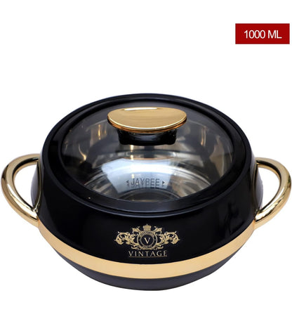 JAYPEE Vintage Set of 3 Casserole 2000 ml, 1500 ml and 1000 ml Black Casserole Set Stainless Steel