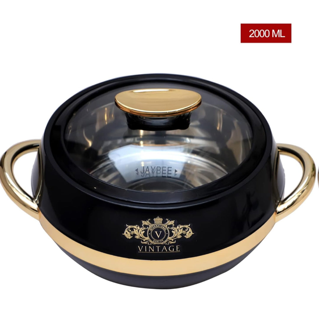 JAYPEE Vintage Set of 3 Casserole 2000 ml, 1500 ml and 1000 ml Black Casserole Set Stainless Steel