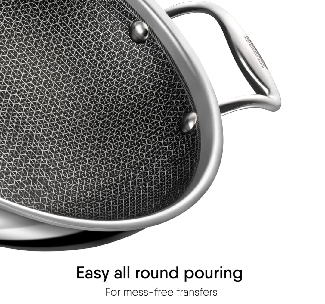 Stahl honeycomb deep Kadai with glass lid
