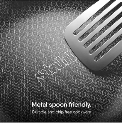 Stahl honeycomb deep Kadai with glass lid