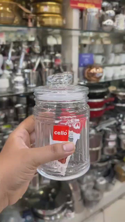 Cello Bloom Airtight Glass Jar – Ribbed Textured Kitchen Storage Containers for Dry Food, Snacks & Dry Fruits