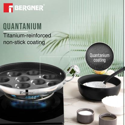 Argent Samsara Tri-Ply Stainless Steel Round Paniyarakkal with 11 Pits (25cm Diameter) - Induction Bottom