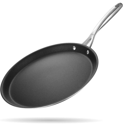 Stahl Artisan Schild | 30 cm Dosa Tawa Triply Stainless Steel + PEEK-Reinforced Non-Stick Dosa Tawa