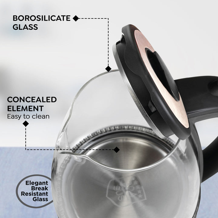 Prestige PKGB 1.8 Litre Electric Glass Kettle | Borosilicate Glass | Concealed Element | Cool Touch Handle