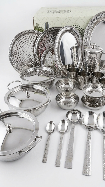Ramson Hammered Stainless Steel 51pc Dinner Set (Premium Heavy-Gauge Craftsmanship)