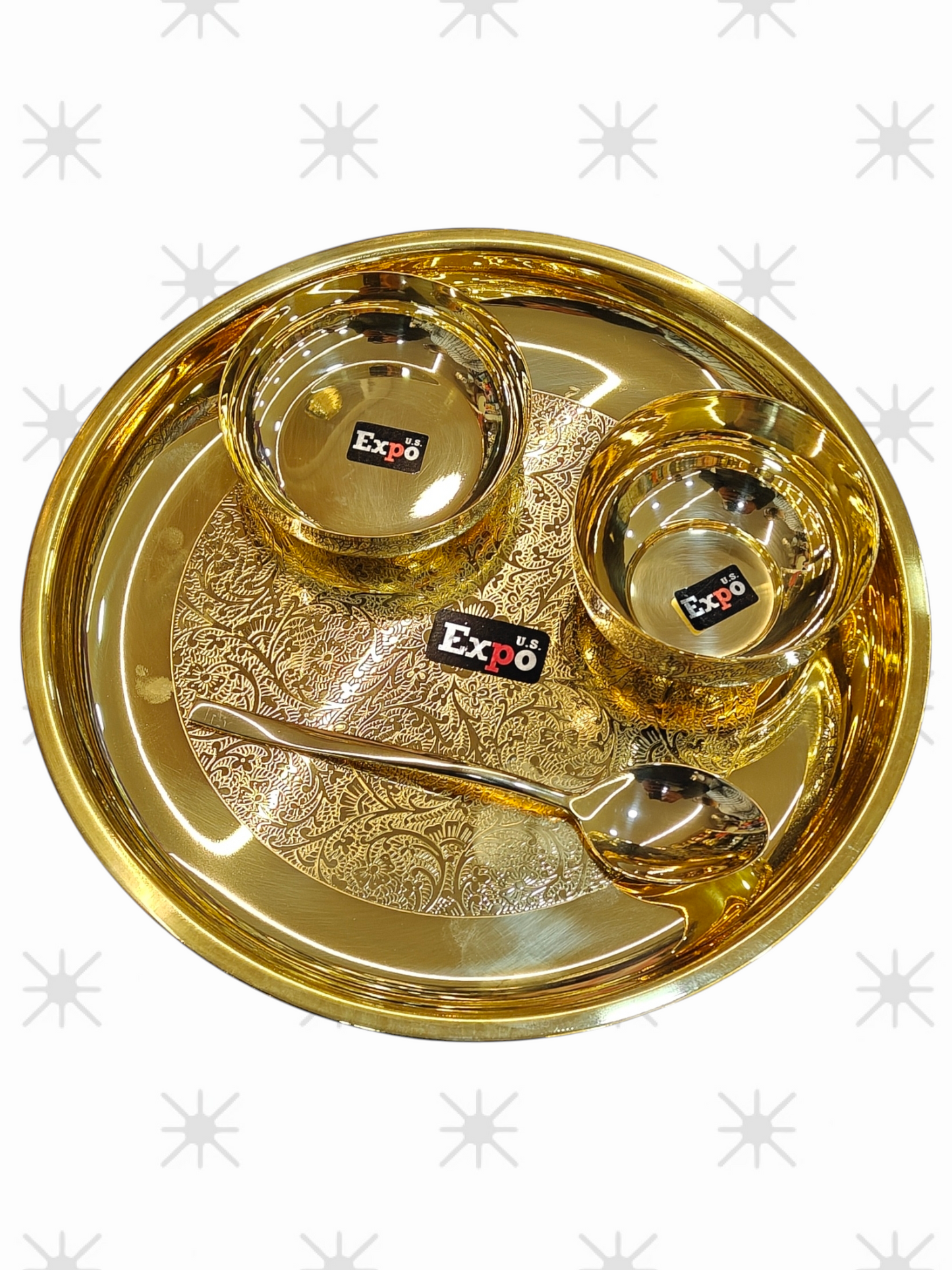Expo 51pc pure brass dinner set with etching work