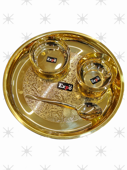 Expo 51pc pure brass dinner set with etching work