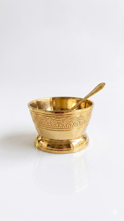 Heritage Brass Dessert Ice Cream Cup bowl set (6bowl + 6spoon)