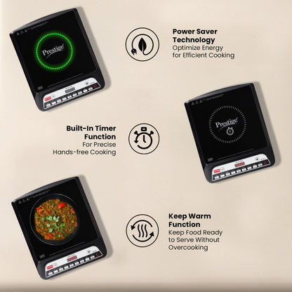 Prestige PIC 20 NEO Induction Cooktop 1600W|Indian Menu Options| Automatic Voltage Regulator| Timer with user pre-set