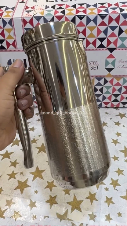 Lily etching 63pc steel Dinner set fully embroided