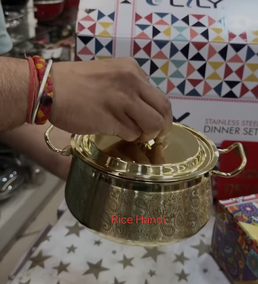 Lily Good Luck Pure Brass Dinner Set of 51 pcs