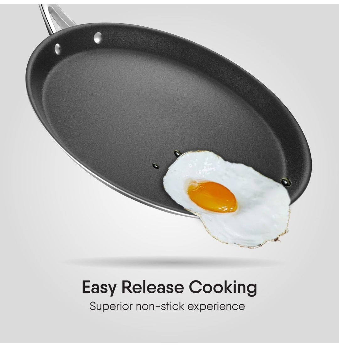 Stahl Artisan Schild | 30 cm Dosa Tawa Triply Stainless Steel + PEEK-Reinforced Non-Stick Dosa Tawa