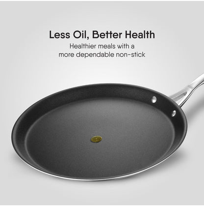 Stahl Artisan Schild | 30 cm Dosa Tawa Triply Stainless Steel + PEEK-Reinforced Non-Stick Dosa Tawa