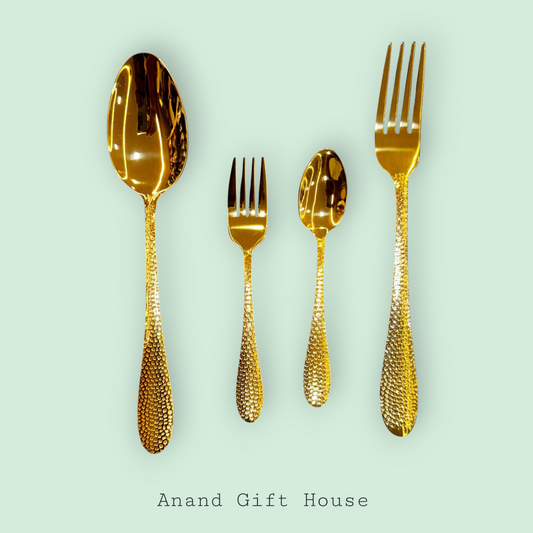Golden PVD coated spoon fork set