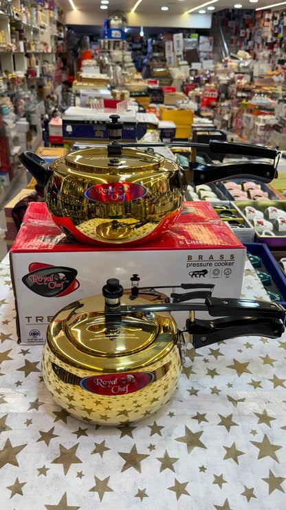 Royal Chef Pure Brass Pressure Cooker (Tin Lined / Kalai Coated) – 3L & 5L