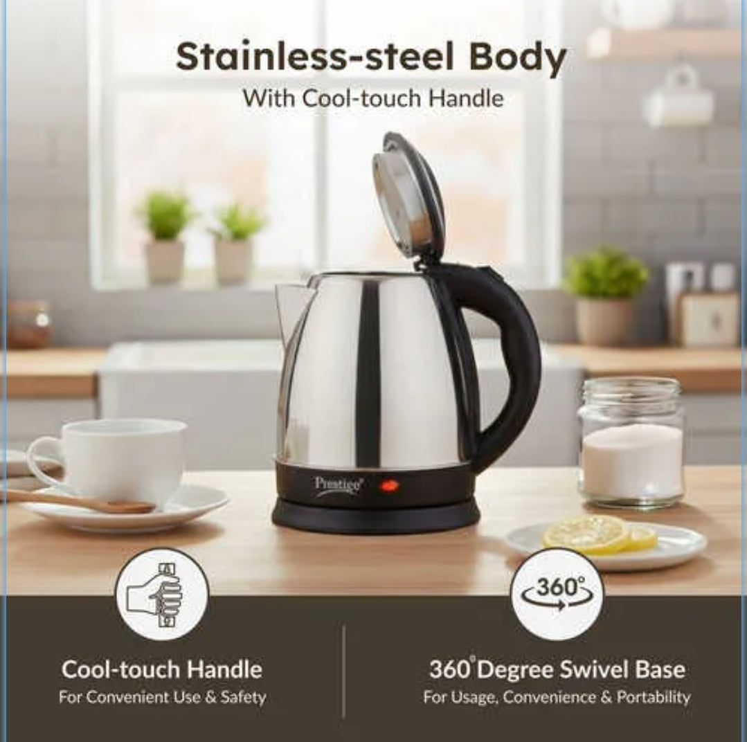 Prestige PKOSS Stainless Steel Electric Kettle 1.5L | 1500W | (Silver)