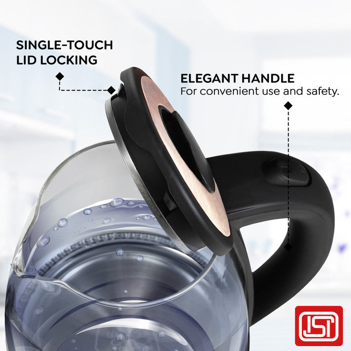 Prestige PKGB 1.8 Litre Electric Glass Kettle | Borosilicate Glass | Concealed Element | Cool Touch Handle