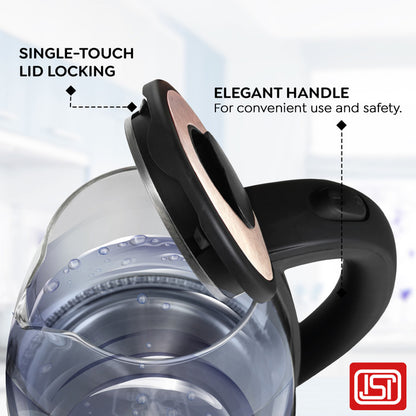 Prestige PKGB 1.8 Litre Electric Glass Kettle | Borosilicate Glass | Concealed Element | Cool Touch Handle
