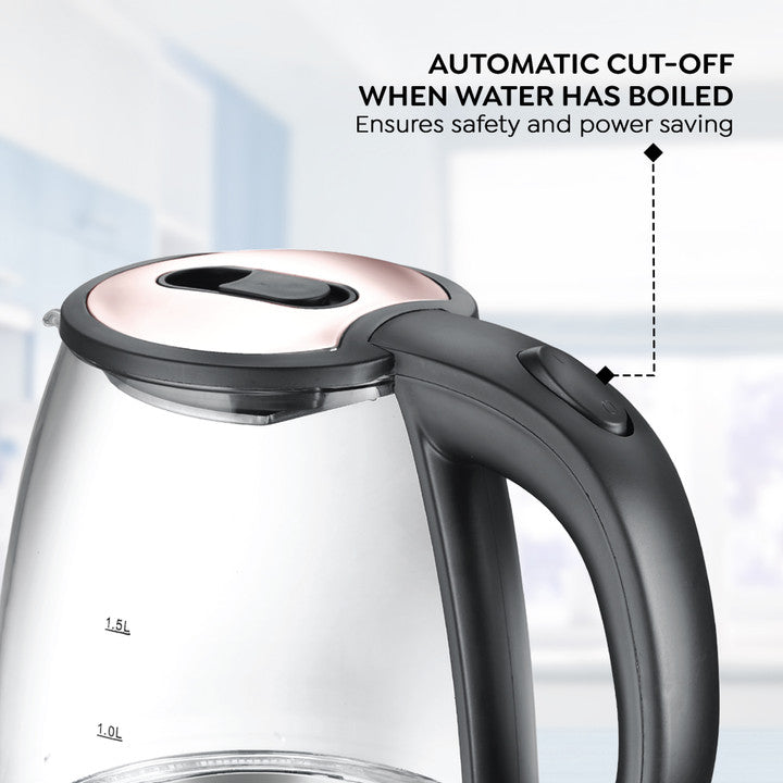 Prestige PKGB 1.8 Litre Electric Glass Kettle | Borosilicate Glass | Concealed Element | Cool Touch Handle