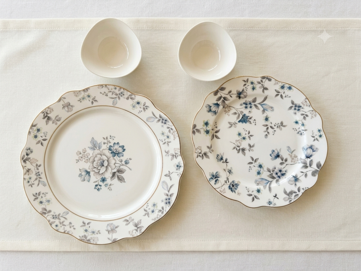Royal Blue Floral Ceramic Dinnerware Set | 9-Piece Premium Crockery