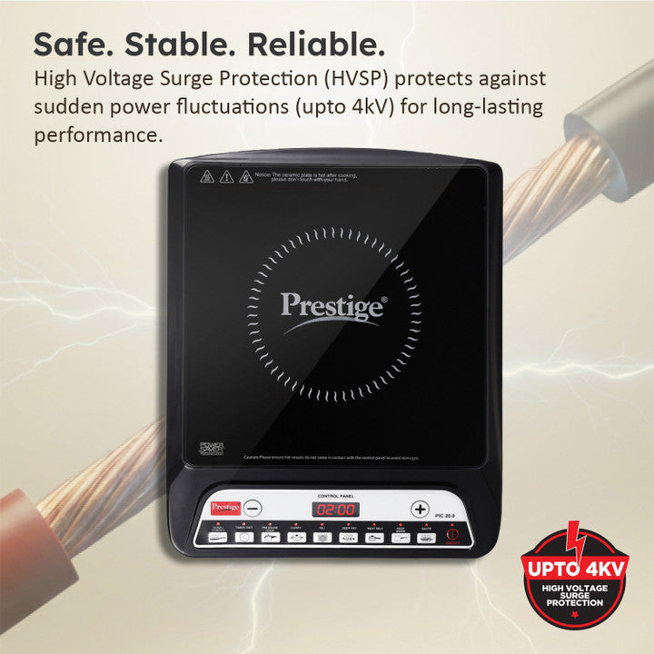 Prestige PIC 20 NEO Induction Cooktop 1600W|Indian Menu Options| Automatic Voltage Regulator| Timer with user pre-set