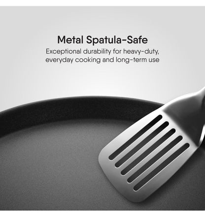 Stahl Artisan Schild | 30 cm Dosa Tawa Triply Stainless Steel + PEEK-Reinforced Non-Stick Dosa Tawa