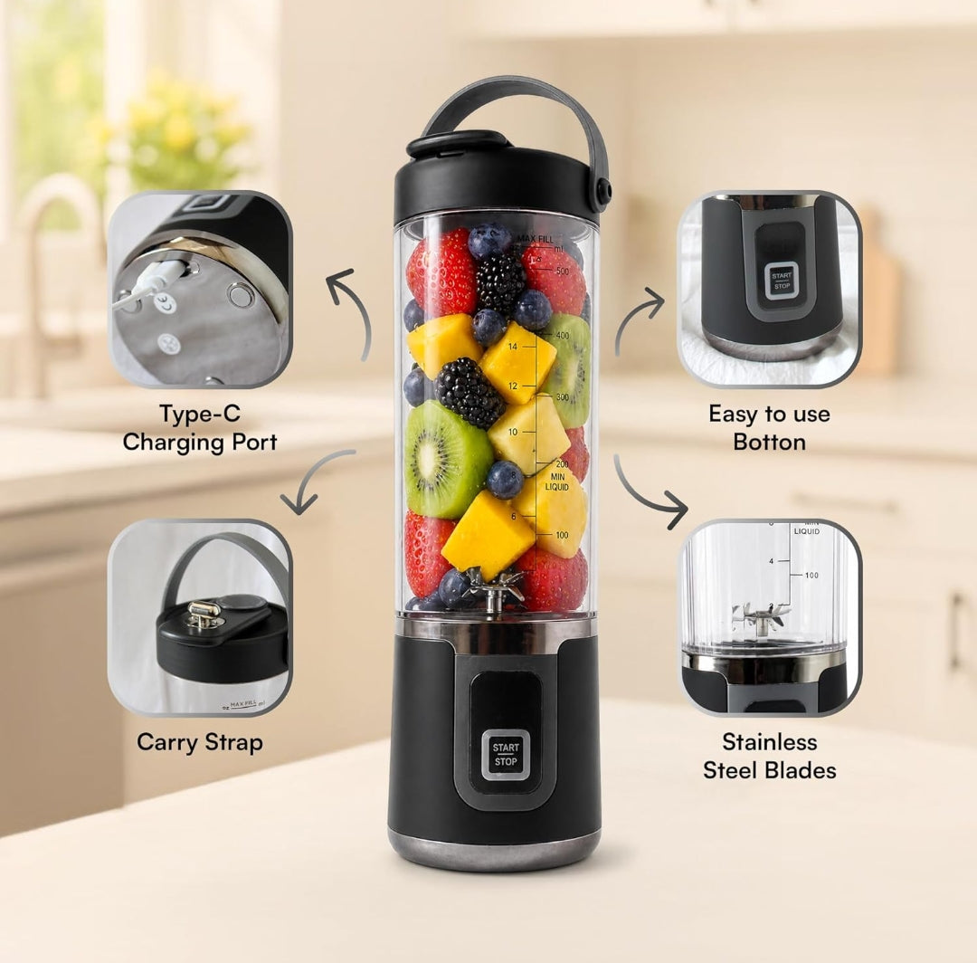 UBON Portable Blender | Rechargeable USB-C Smoothies & Shakes Juicer Cup (BPA-Free, Multicolour)