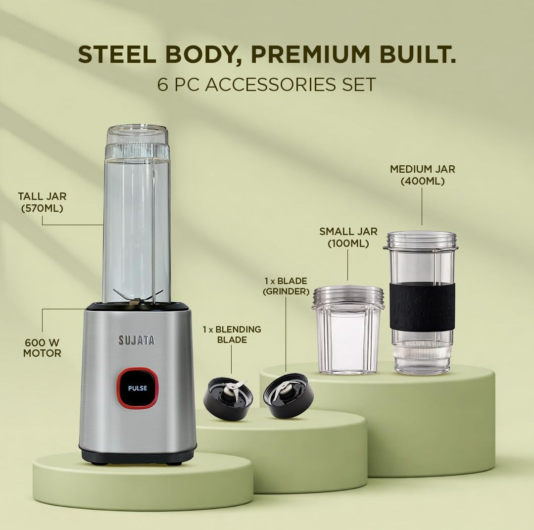 Sujata Nutromatic 600 Watt Electric Blender | Personal Blender for Smoothies, Juices & Nutritious Drinks