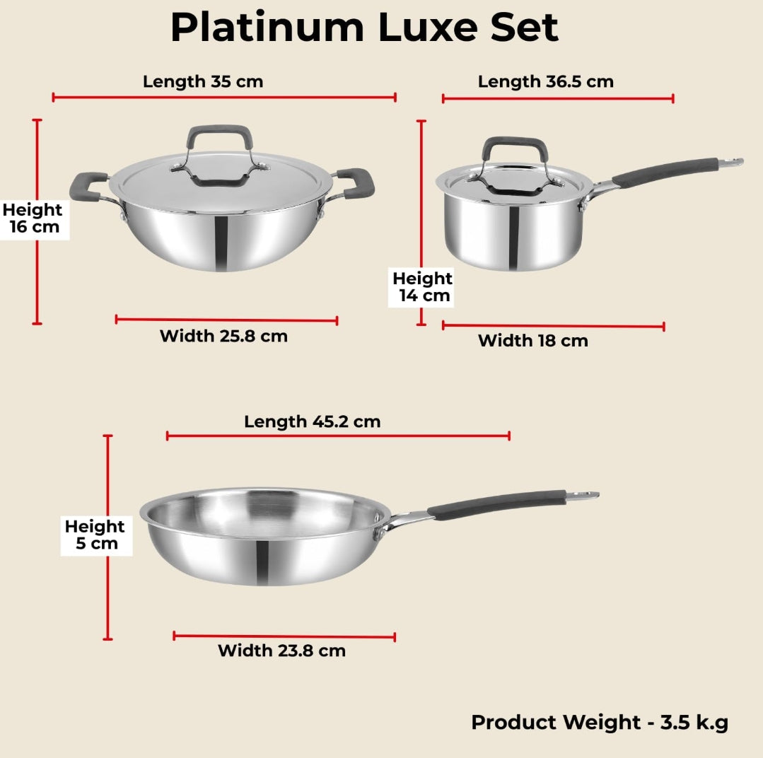 Vinod Luxury Triply Stainless Steel Cookware 5pc set