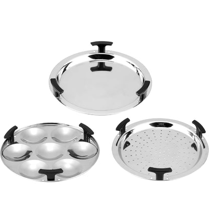 Vinod Platinum Triply Stainless Steel Multi kadai- Idli, Dhokla, Patra, Momo, Modak, steamer