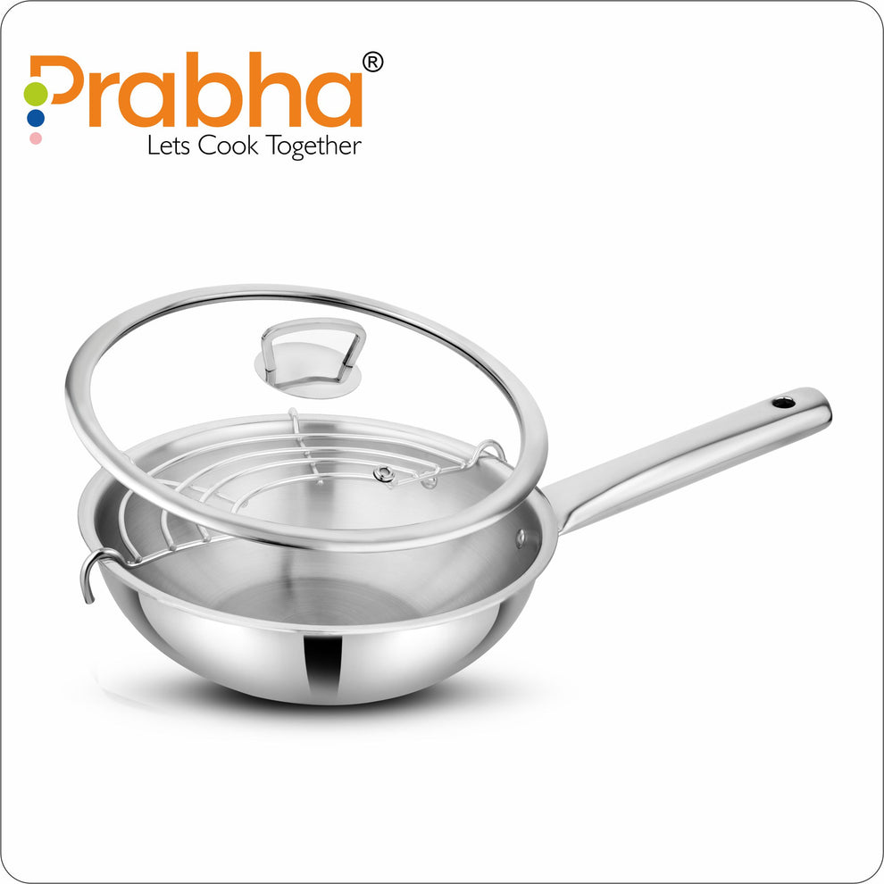 Prabha Elante Triply Wok With Glass Lid